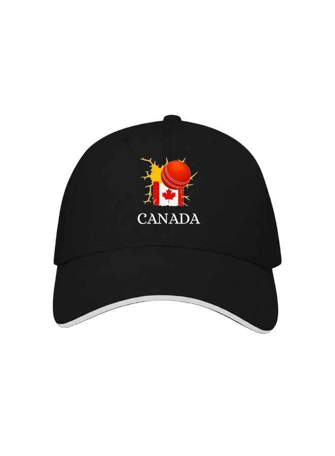 PRINTSHOP4ME Canada Cricket Sports Cap For Men | Adjustable Metal Buckle Design | Lightweight Baseball Style Headwear For Outdoor And Everyday Casual Wear - Image 1
